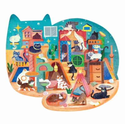 Puzzle with cat shape box