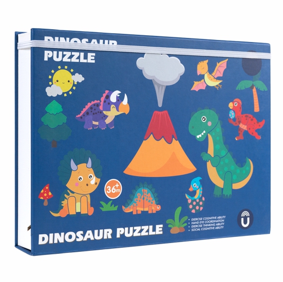 Book-Shaped Magnetic Dinosaur Puzzle, Portable Prehistoric Scene Magnetic Game for Kids