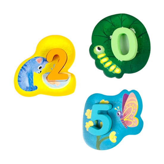 Matching Puzzle Preschool Educational Toy with Wooden Animal Number