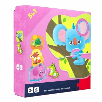 5 In 1 Wild Animal Touch and Feel Sensory Puzzle for Toddlers Age 2+